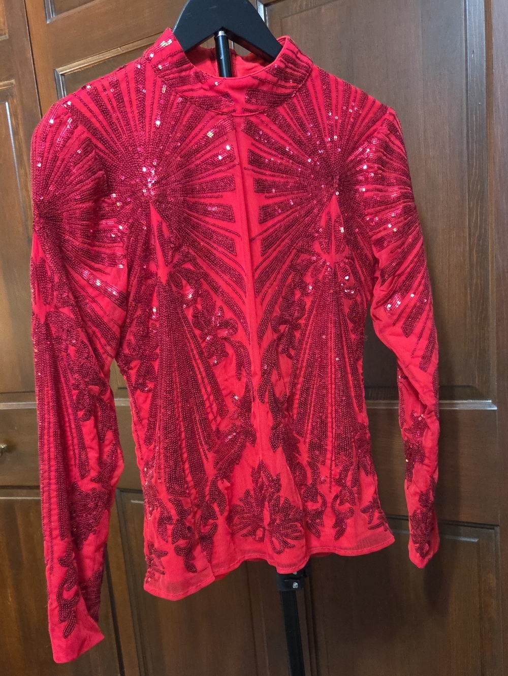 Boston Proper Red Sequin Shirt